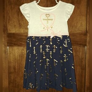 Toddler Girl Anchor Dress. Size 4T. Blue/White/Pink/Gold.